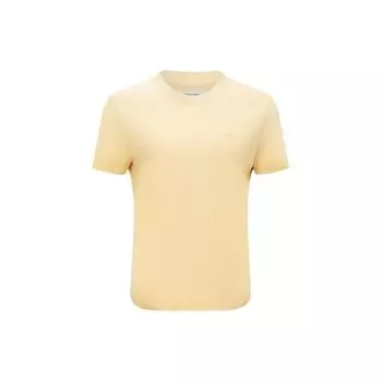 Calvin Klein Embroidered Logo Crew Neck T-Shirt Women Tops Butter-Yellow 40WH105-740