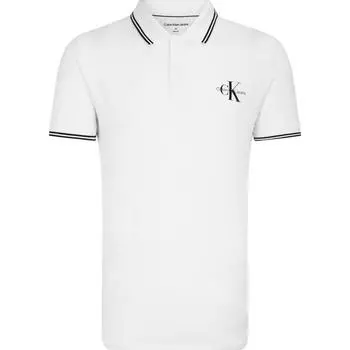 Calvin Klein Embroidered Slim Fit Short Sleeve Polo Men Tops White J324245-YAF