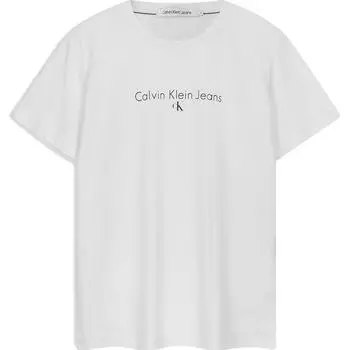 Calvin Klein Футболка с круглым вырезом и коротким рукавом с логотипом, унисекс, белая J318472YAF L