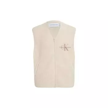 Calvin Klein FW22 Embroidered Lambswool Zip Vest Unisex Vests Apricot J400184-ACF