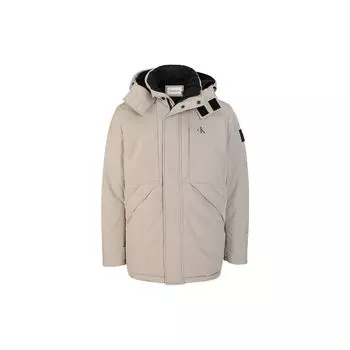 Calvin Klein FW22 Однотонная парка с капюшоном и воротником-стойкой на молнии, хлопковая куртка, мужская куртка, хаки J30J318680-PBF XL