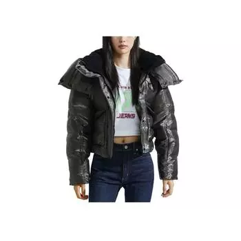 Calvin Klein Хлопковая куртка с вышитым логотипом и капюшоном Женская верхняя одежда Пепельно-серый J221878-0GK M