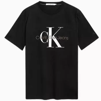 Calvin Klein Комфортная хлопковая футболка с логотипом с короткими рукавами и топами унисекс, черная J320770-BEH