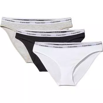 Calvin Klein Комплект из 3 трусиков-бикини с цветными блоками, удобные жаккардовые треугольные трусы с буквами, женское нижнее белье 000QD5207E-MPI XL