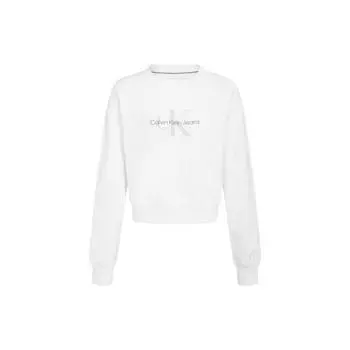 Calvin Klein Logo Print Cropped Sweatshirt Women Tops White J221167-YAF