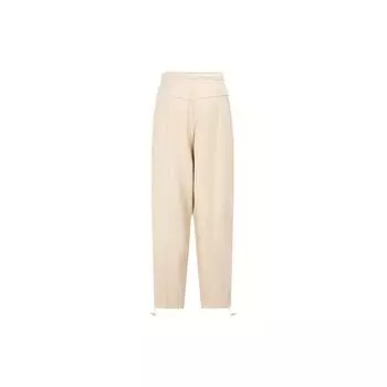 Calvin Klein Logo Print Drawstring High-Waisted Wide-Leg Casual Pants Women Bottoms Beige J221090-ACI