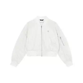 Calvin Klein Logo Print V-Neck Single-Breasted Jacket Women Jacket Ivory J220889-YBI