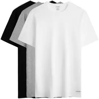 Calvin Klein Минималистичный принтованный хлопковый облегающий домашний пижамный топ с коротким рукавом для мужчин, цвет космический черный, мраморно-серый, лунный свет-белый NP2208O-MP1 M