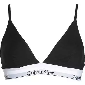 Calvin Klein Минималистичный удобный бюстгальтер с треугольными чашечками и принтом букв, женское нижнее белье, черный цвет QF1061-001 S