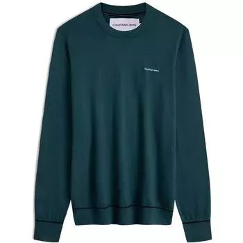 Calvin Klein Минималистичный удобный свитер с круглым вырезом и вышитыми буквами, мужской свитер зеленого и серого цвета J324490CA4 L