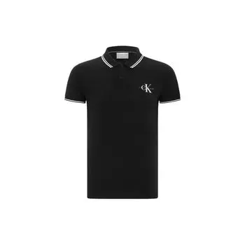 Calvin Klein Мужская рубашка поло с коротким рукавом и вышитым логотипом бренда Color Block, дышащая, черная J320772-BEH S