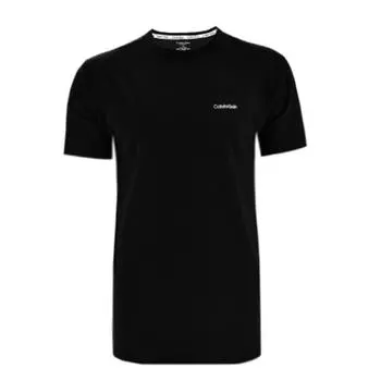 Calvin Klein Однотонная футболка с принтом логотипа и букв, с круглым вырезом, прямого кроя, с коротким рукавом, унисекс, черный цвет NM2298E-UB1 M