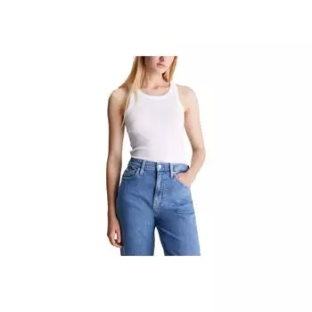 Calvin Klein Однотонный топ без рукавов с круглым вырезом, женские топы, белый цвет J223104-YAF XS