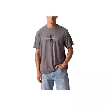 Calvin Klein Осень-зима 24 Коллекция джинсов с логотипом и коротким рукавом Футболка с круглым вырезом Мужские топы Серый 40EM289-P7E XL