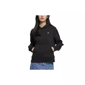 Calvin Klein Повседневная минималистская вышитая буква однотонная толстовка с капюшоном женская толстовка черная 40WH100-001 S