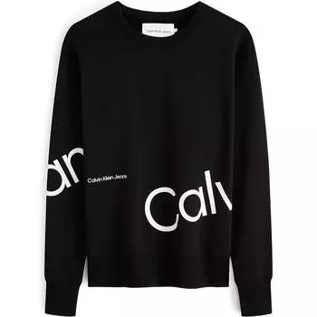 Calvin Klein Повседневная мода свитшот с круглым вырезом и ярким буквенным принтом, ранняя осенняя унисекс-толстовка Space-Black J324319BEH S