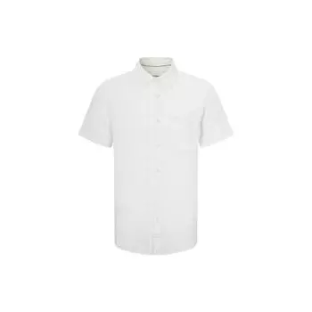 Calvin Klein Повседневная рубашка из хлопка и льна с вышитыми буквами и накладным карманом с коротким рукавом, мужская рубашка белого цвета J320784-YAF L