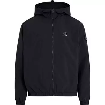 Calvin Klein Повседневная свободная ветровка с капюшоном и длинным рукавом с морщинами, мужская верхняя одежда, черная J30J325106-BEH M