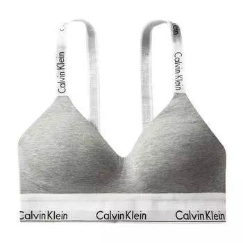 Calvin Klein Современный бюстгальтер с логотипом и тонкой подкладкой, беспроводной, с мягкой чашкой, женское нижнее белье, цвет кокос-серый QF7059-P7A XS