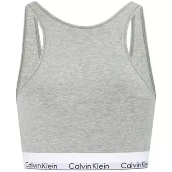 Calvin Klein Современный бюстгальтер с принтом букв и U-образным вырезом, женское нижнее белье, цвет кокоса и серого QF7214AD-P7A L