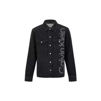 Calvin Klein SS22 Cotton Denim Jacket With Collar And Print Men Outerwear Black J319803-1BY