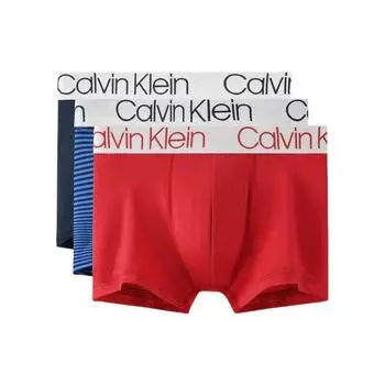 Calvin Klein Трусы-боксеры однотонные повседневные с принтом логотипа, 3 пары, мужское нижнее белье NP2213O-0DU S