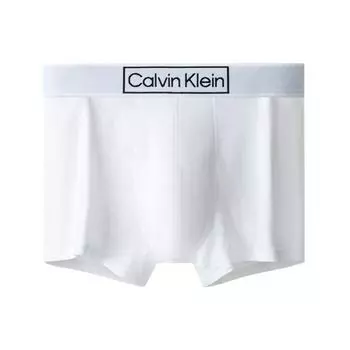 Calvin Klein Трусы-боксеры с логотипом из жаккарда, однотонные, мужское нижнее белье, белые NB3083-100 L