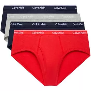 Calvin Klein Трусы-брифы с низкой посадкой из хлопка с жаккардовым поясом «Год кролика» 4 шт. в упаковке, мужское нижнее белье NP2173OGVD M