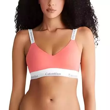 Calvin Klein Удобный бюстгальтер с V-образным вырезом Letter, женское нижнее белье, розовый QF7059-TBK S