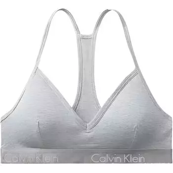 Calvin Klein Удобный хлопковый беспроводной съемный бюстгальтер с тонкими бретельками и логотипом на спине, жаккардовое женское нижнее белье, цвет кокос-серый QP1668O-P7A L