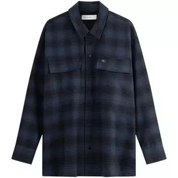 Calvin Klein Винтажная свободная рубашка в клетку с начесом, мужские рубашки синего цвета J326183 S