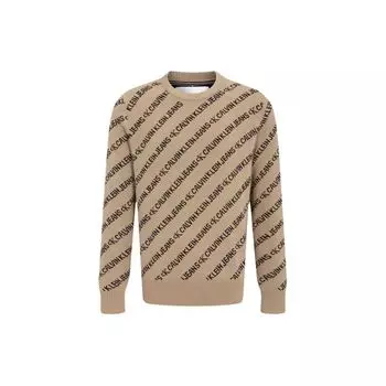 Calvin Klein Жаккардовый свитер с круглым вырезом со сплошными буквами, мужской свитер цвета хаки J319617-PBF L