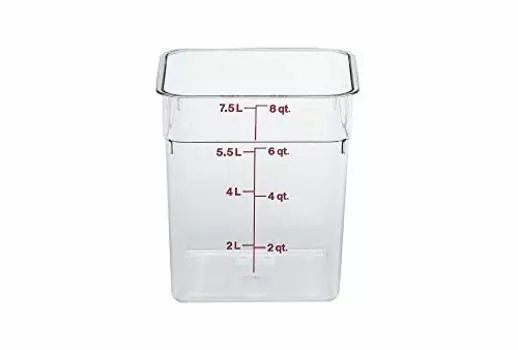 Cambro - 8SFSCW135 Camwear поликарбонатный квадратный контейнер для хранения продуктов, 8 квартов (Крышка в комплект не входит.)