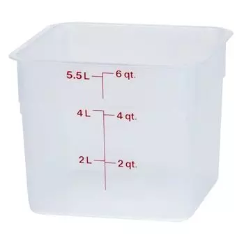 Cambro Food Storage Container - Classic Series Square - 6 QT (Quart) - Commercial Grade for Food Prep (Translucent)
