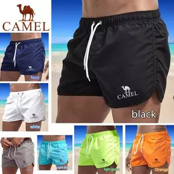CAMEL 2024 летние мужские быстросохнущие плавки, спортивные брюки, купальный костюм, пляжные шорты, шорты для бега S чёрный