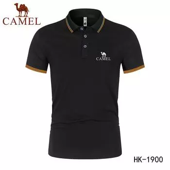 Camel 2024 Летняя новая мужская влагоотводящая быстросохнущая рубашка-поло с вышивкой Рубашка-поло в деловом стиле Повседневная рубашка-поло L чёрный