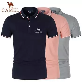 Camel, новинка лета 2024 года, мужская рубашка-поло с вышивкой, дышащий верх, быстросохнущая рубашка-поло, впитывающая влагу, рубашка-поло L чёрный