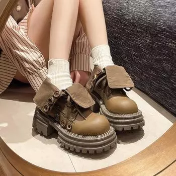 Camel retro platform Martin boots women s 2025 new British style autumn and winter explosion heightening Maillard boots 35 верблюд