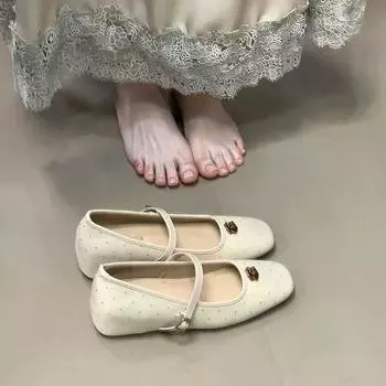 Camellia Mary Jane women s shoes new metal buckle thick heel single shoes women s spring and autumn word with high heels 35