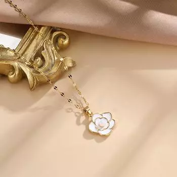 Camellia Necklace Women S Light Luxury Small Fragrance High Trend Versatile Flower Pendant