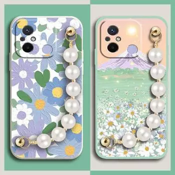 Camera all inclusive Bear bracelet Phone Case For Redmi 12C/Redmi 11A 4G phone case Pearl bracelet Lens bump protection Redmi 12C/Redmi 11A 4G