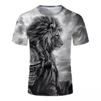 Camisa Camiseta Полный 3D Леан Фероз Животное Selvagem Rei XXS