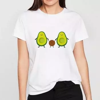 Camisetas Verano Mujer Harajuku Эстетическая футболка Семья авокадо Корейские топы Kawaii Streetwea Vogu S белый