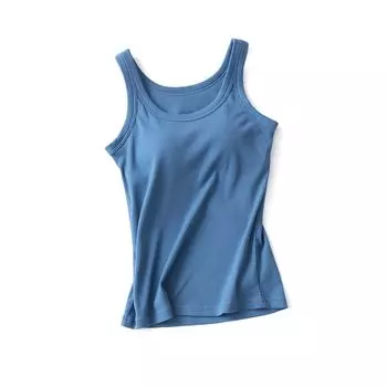 Camisole Women s Summer Outwear Underwear Padded Fashion Tape Thread Youke Silk Sleeveless One-Piece Skinny Vest Ocean Blue L (55.00 kg-65.00 kg
