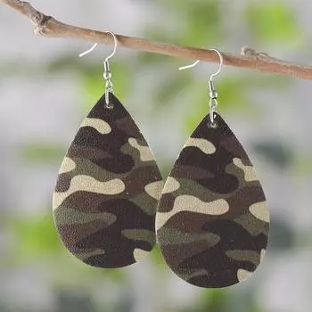 Камуфляжные серьги-слезы, симпатичные подвески для девочек, ювелирные изделия для женщин зелёный