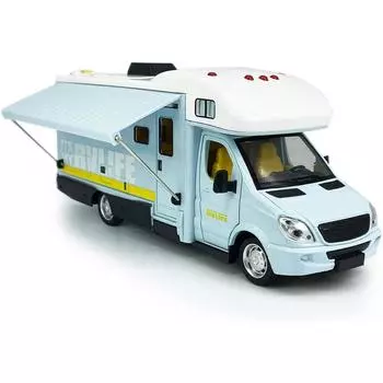 Camper RV игрушки для дома на колесах, литой под давлением металлический автомобиль, ролевые игры, модель с откатом, двери и навес автомобиля, открытый свет, звук, подарки на день рождения для детей ясельного возраста Size:21*9.5*7cm синий