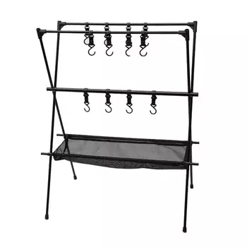 Подвесная стойка для походной посуды с сеткой и крючком, многослойная, экономящая место, походные инструменты H