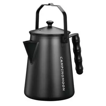 Camping Moon Bonfire Kettle Black Open Fire Fireplace Kettle Camping Kettle Integrated Molding Stainless Steel 304 1.5L Black Gear BKSW-6