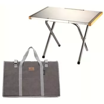 Camping Moon Bonfire Table Stainless Steel Embossed with Storage Bag T-370