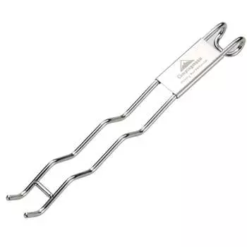 Camping Moon (CAMPING MOON) Net Tongs Grilling Grid Handle Camping Barbecue BBQ Net Hook Handle S-200 (Silver 1 Piece)